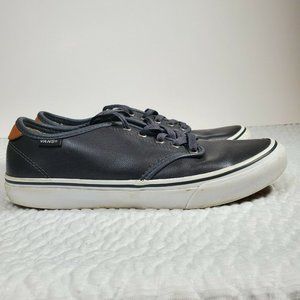 Vans Women's Size 8 Gray Leather White Lace Up Tie Sneakers Shoes